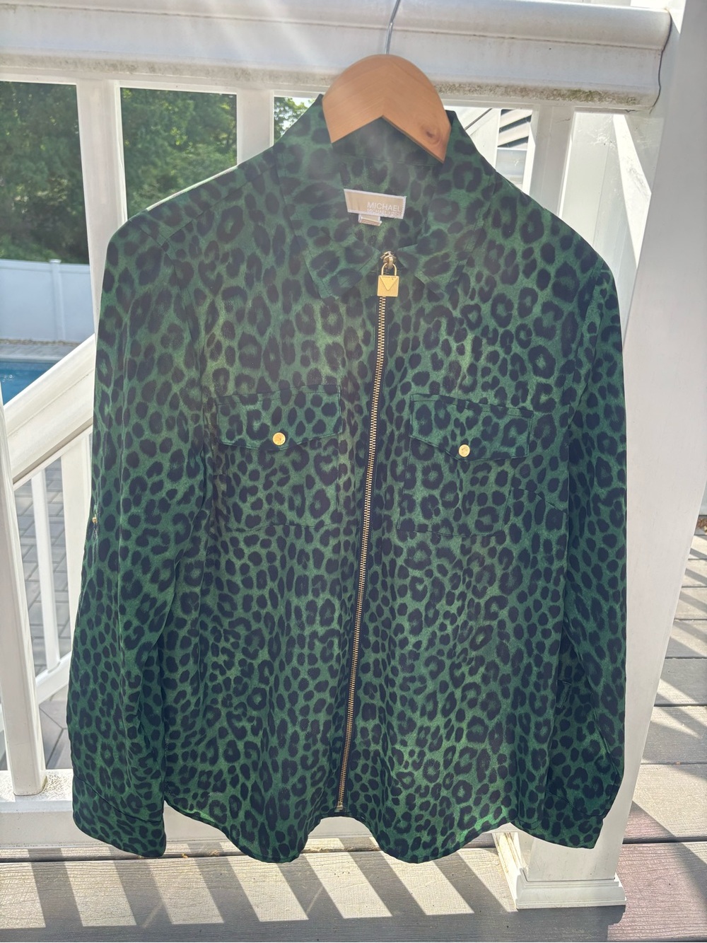 MICHAEL Michael Kors Mega Cheetah-Print Zip Shirt (L) - Worn on TV⭐️